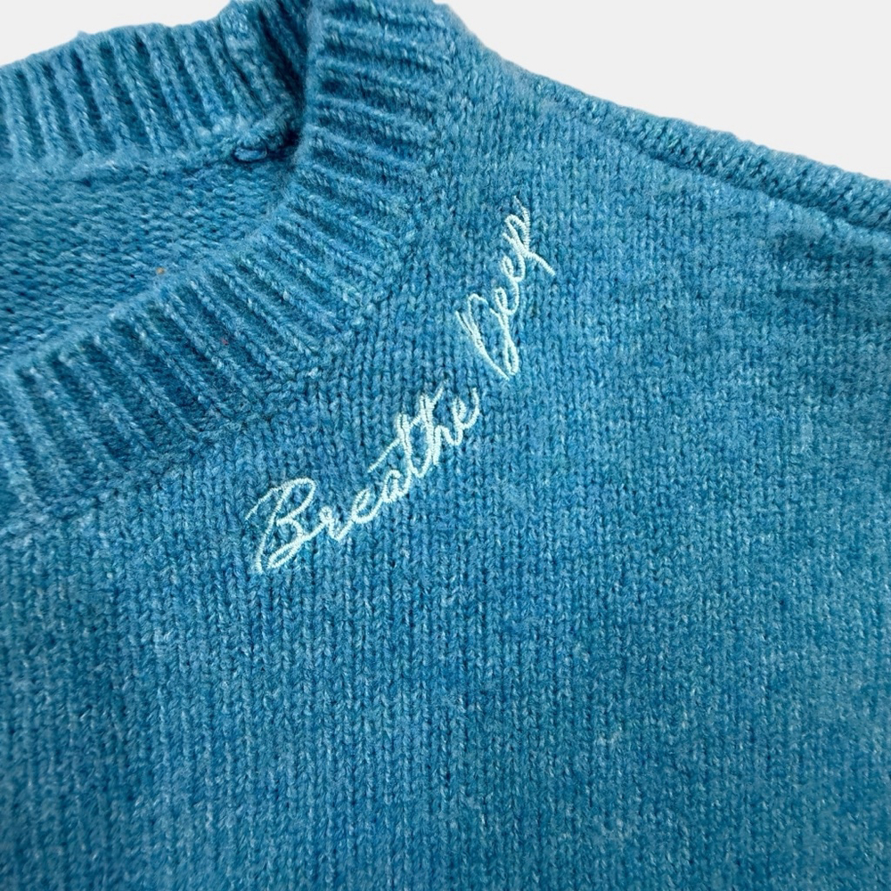 Crayola x Kohl’s Sweater XS Blue “Breathe Deep” Crewneck Cozy Soft Pullover - Picture 3 of 8